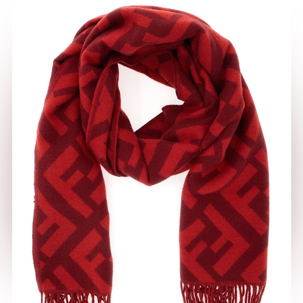 Authentic FENDI Monogram Fringed-Edge Scarf - Picture 4 of 17